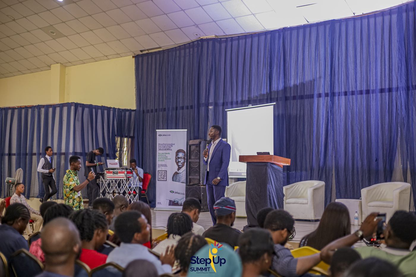 Addressing the audience at Step-Up Summit